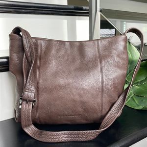 Stone Mountain, genuine, leather shoulder handbag, Crossbody purse brown